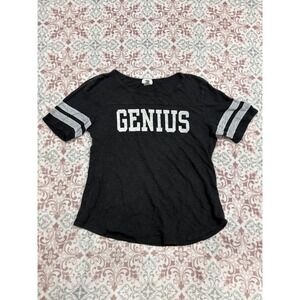 Old Navy Genius Graphic T-Shirt Black Varsity Stripe Short Sleeve Mens Medium